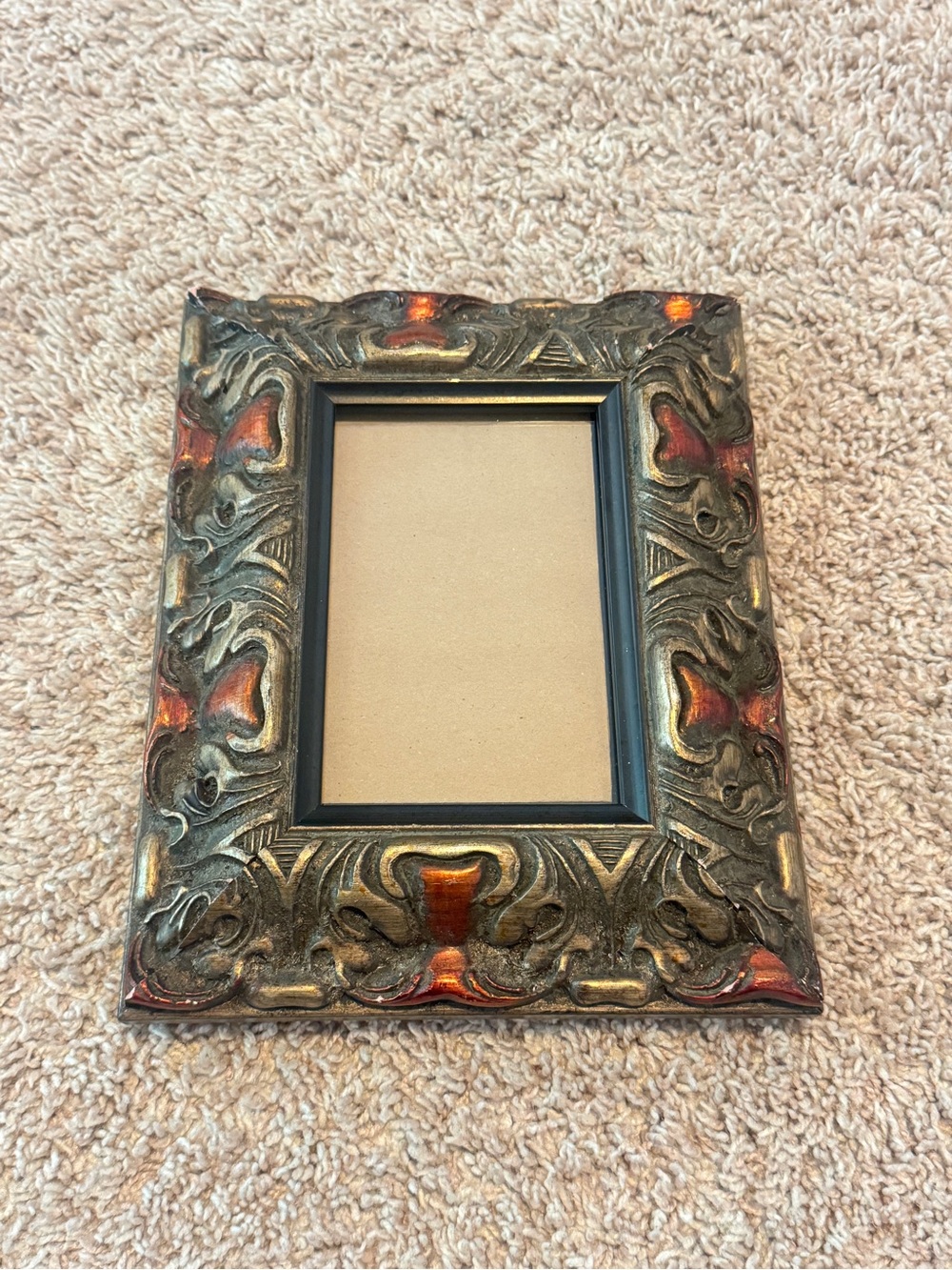 Vintage Black Chunky Picture Frame, Bronze & Gray Tabletop or Wall Hanging